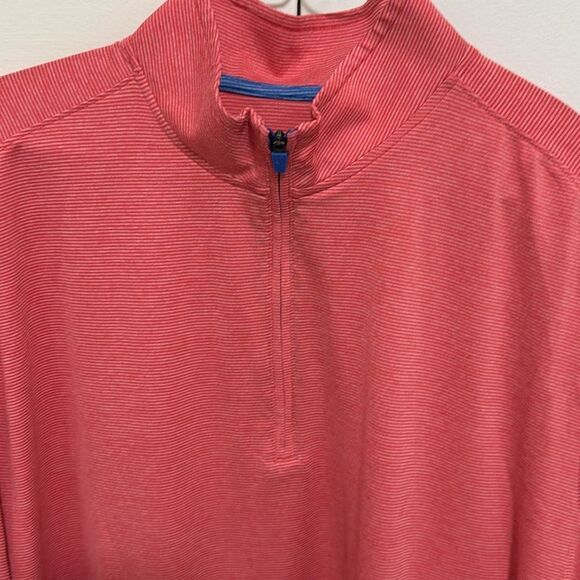 Johnnie-O Vaughn Striped 1/4 zip Performance Long Sleeve Mens Top. Size Large. - Picture 2 of 8